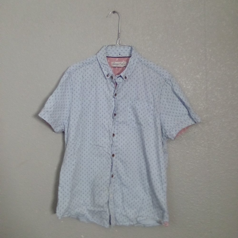 Sovereign Code Blue Casual Button Down Shirt ( Bag X )